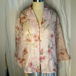 Coldwater Creek Floral Sheer Coverup Blouse